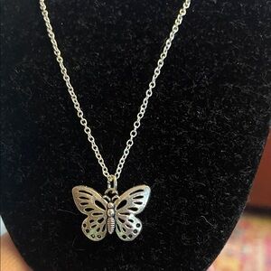 Elegant Silver Butterfly Pendant Necklace